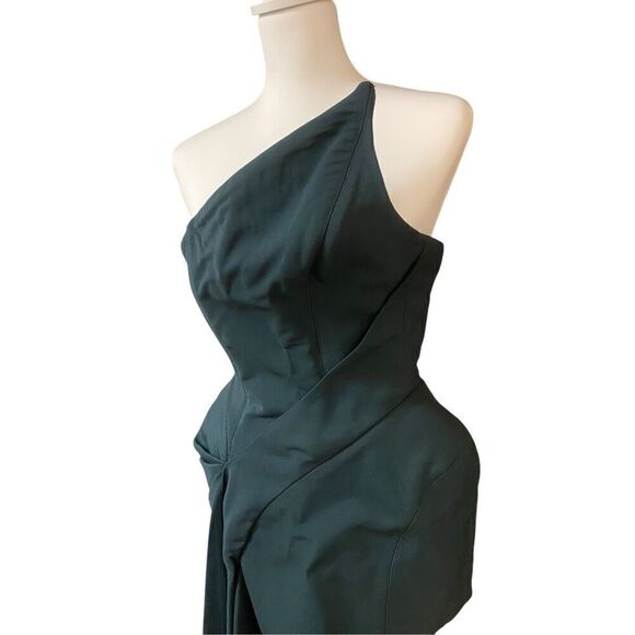 MUGLER Strapless Mini Dress in Dark Green Size 36 Small 2-4 US $2,420 (11-12) - Picture 5 of 14